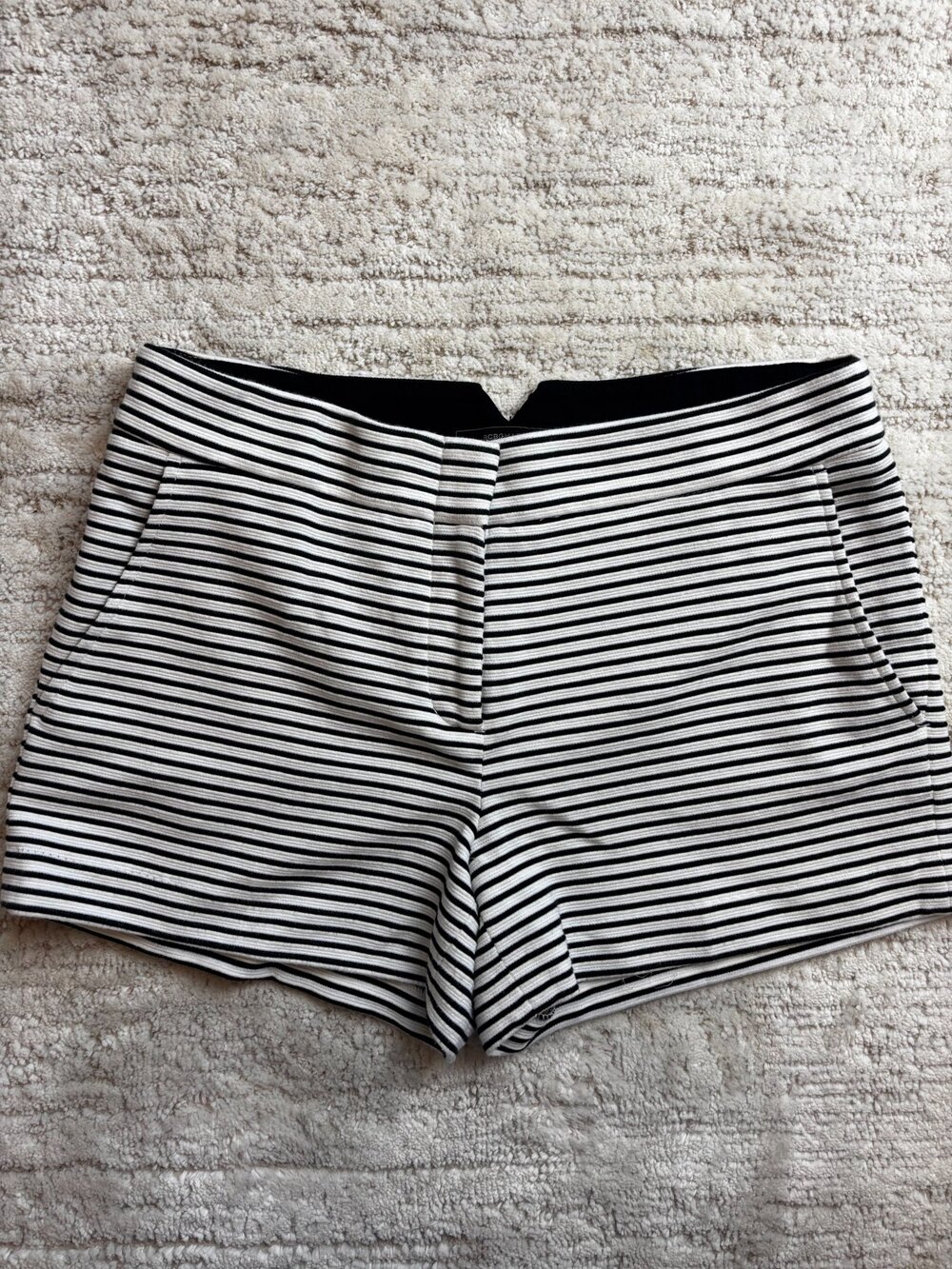 BCBG MAXAZRIA Striped Tailored Shorts Black White Size S